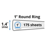 Mini Size Durable Non-View Binder With Round Rings, 3 Rings, 1" Capacity, 8.5 X 5.5, Black