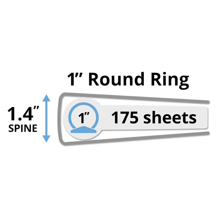 Mini Size Durable Non-View Binder With Round Rings, 3 Rings, 1" Capacity, 8.5 X 5.5, Black