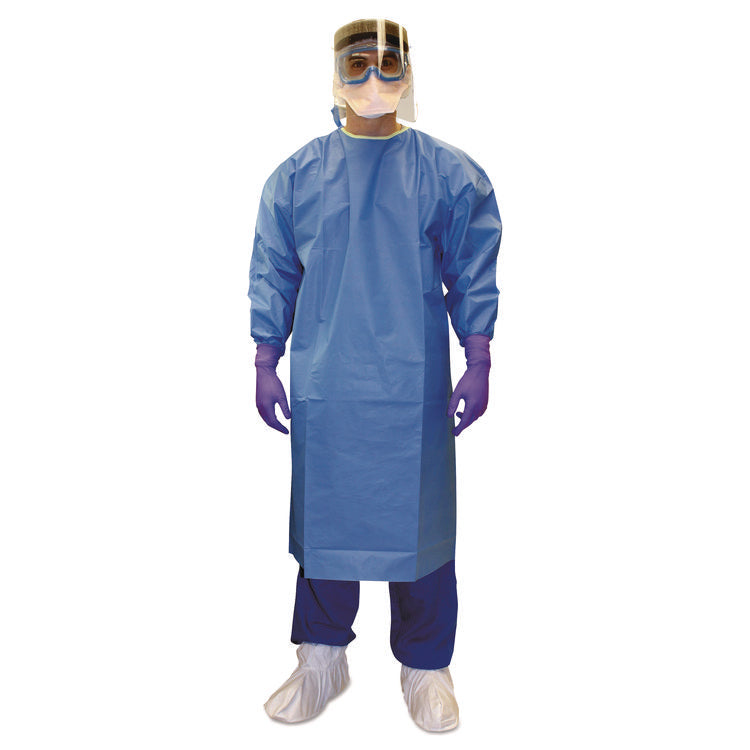 Pure A7 Certified Liquid Barrier Gown, 2X-Large, Blue, 10/Carton
