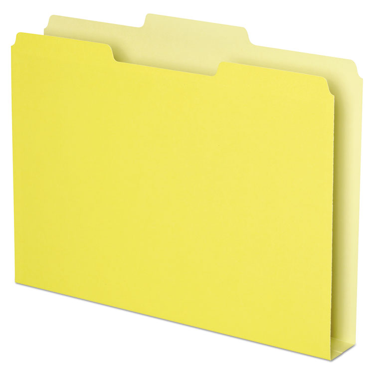 Double Stuff File Folders, 1/3-Cut Tabs: Assorted, Letter Size, 1.5" Expansion, Yellow, 50/Pack