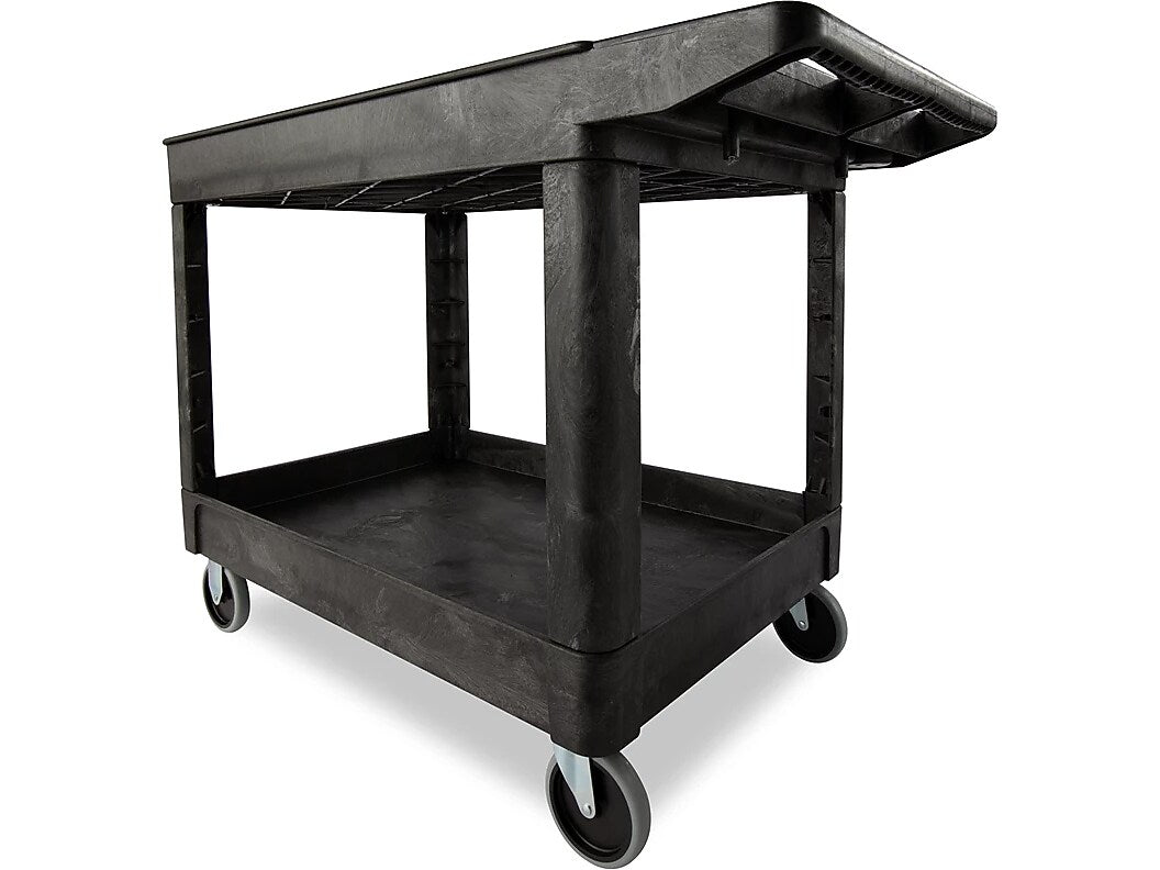 Rubbermaid 2-Shelf Foam Mobile Heavy-Duty Utility Cart with Swivel Casters, Black (452089BLA)