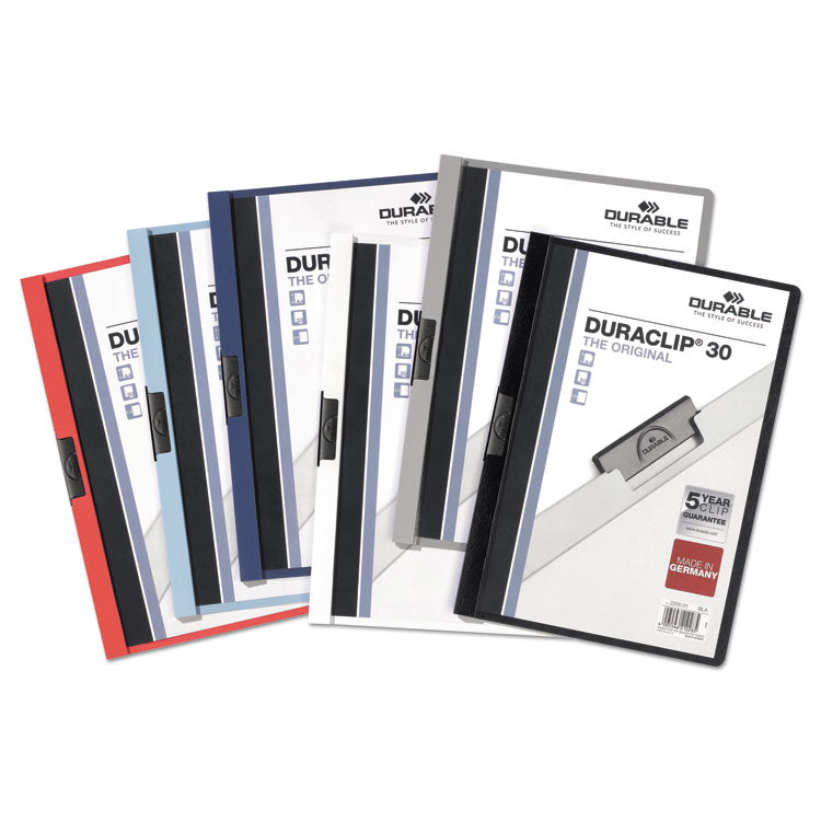 Duraclip Report Cover, Clip Fastener, 8.5 X 11 , Clear/red, 25/box