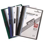 DuraClip Report Cover, Clip Fastener, 8.5 x 11, Holds 60 Sheets, Clear/Black, 25/Box