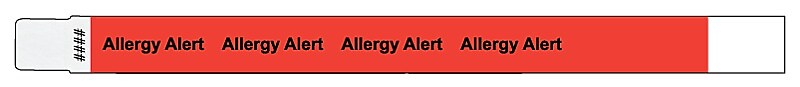 Red Adult Tyvek Alert Wristband, 10" x 3/4"