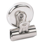Bulldog Magnetic Clips, Medium, Nickel, 12/Pack