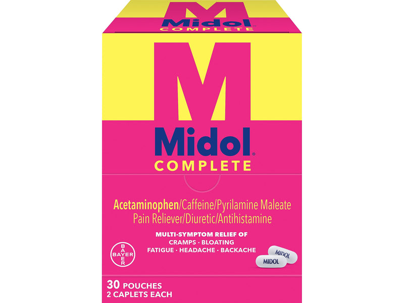 Midol Complete 500mg Acetaminophen Caplet, 2/Pouch, 30 Pouches/Box (64458)