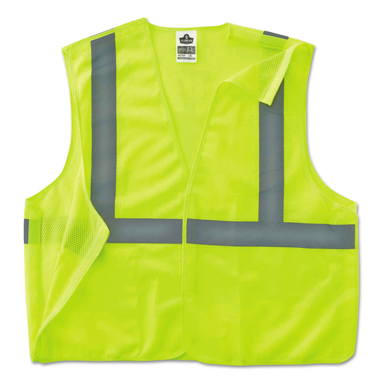 GloWear 8215BA Type R Class 2 Econo Breakaway Mesh Safety Vest, 4X-Large to 5X-Large, Lime