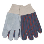 1040 Leather Palm Glove, Clute Cut, Straight Thumb, 11.61" Long, Large, Gray/White, 12 Pairs