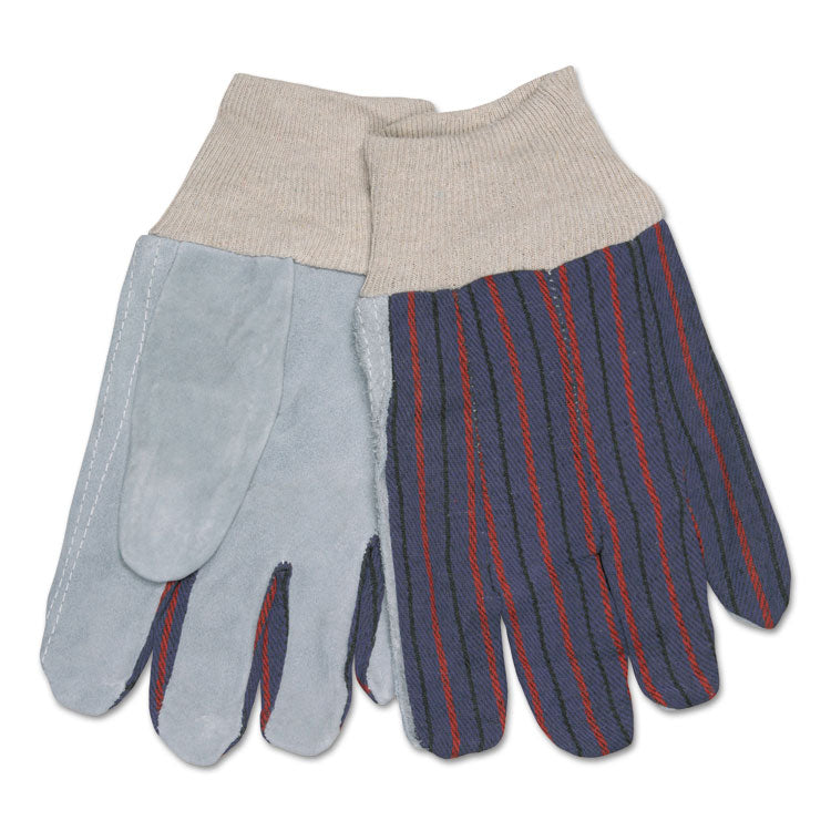 1040 Leather Palm Glove, Clute Cut, Straight Thumb, 11.61" Long, Large, Gray/White, 12 Pairs