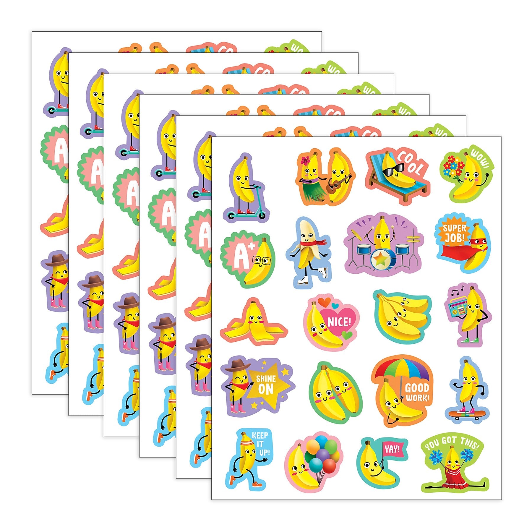 Teacher Created Resources Banana Smelly Stickers, Multicolored, 120/Pack, 6/Packs/Bundle (TCR9447-6)
