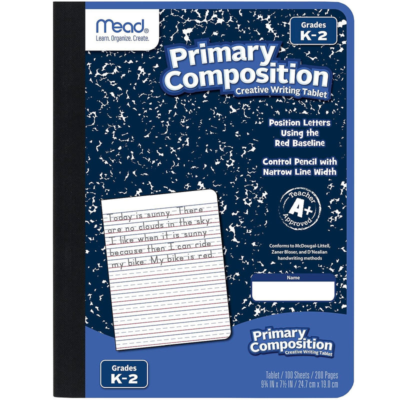 Mead Grades K-2 Composition Notebooks, Primary Ruled, 100 Sheets, Blue (09902)