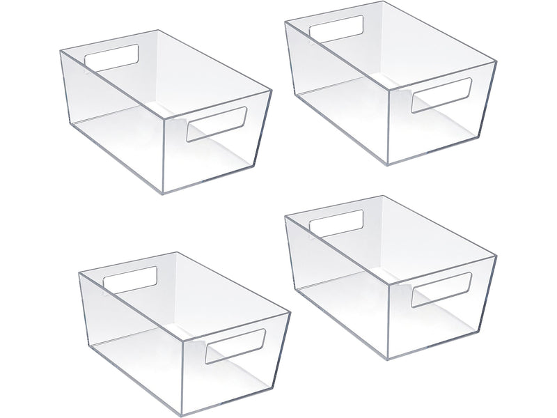 Azar Medium Open Lid Storage Tote, Clear, 4/Pack (556235-4PK)