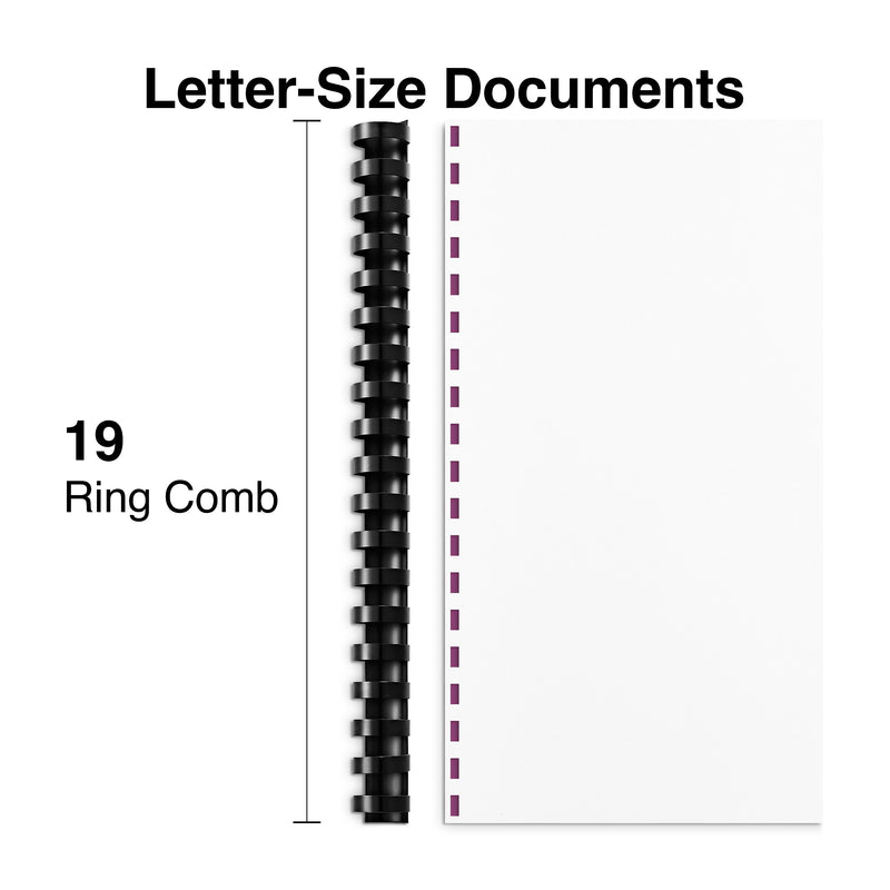 Staples® 1/2" Plastic Binding Spine Comb, 90 Sheet Capacity, Black, 25/Pack (17459/ST17459)