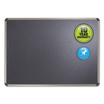 Prestige Euro Style Black Embossed Foam Bulletin Board, 72" x 48", Black Surface, Euro Titanium Finished Aluminum Frame