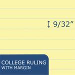 Wide Landscape Format Writing Pad, Unpunched With Standard Back, Medium/college Rule, 40 Canary-Yellow 11 X 9.5 Sheets