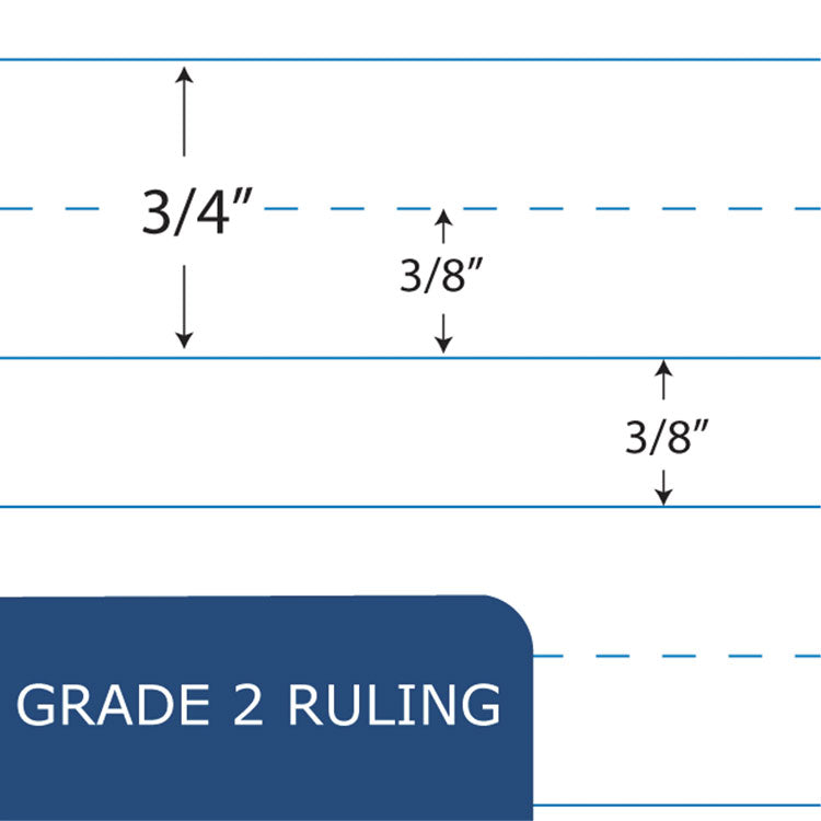 Grade School Ruled Composition Book, Grade 2 Manuscript Format, Blue Marble Cover, (50) 9.75 x 7.75 Sheets
