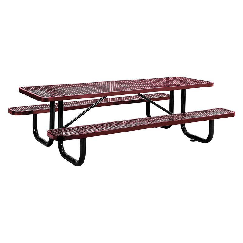 Global Industrial 8' Rectangular Picnic Table, Expanded Metal, Red (277153RD)