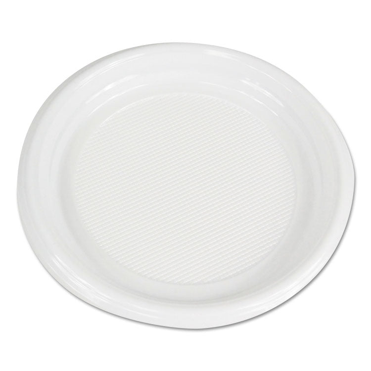 Hi-Impact Plastic Dinnerware, Plate, 9" Dia, White, 500/carton