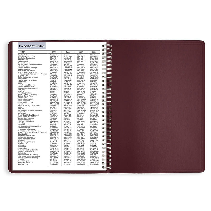 2026 AT-A-GLANCE DayMinder 8" x 11" Weekly Appointment Book, Faux Leather Cover, Burgundy (G520-14-26)
