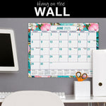 2025-2026 Global Printed Products Teal Floral 22" x 17" Desk Pad Calendar, Multicolor (NAD26-DP-17)