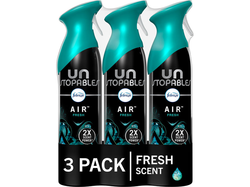 Febreze Unstopables Air Freshener Aerosol, Fresh Scent, 8.8 fl. oz., 3/Pack (42723)