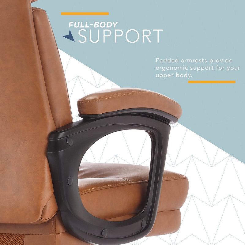 Click365 Classic Ergonomic Bonded Leather Swivel Executive Chair, Cognac (CCHR10022A)
