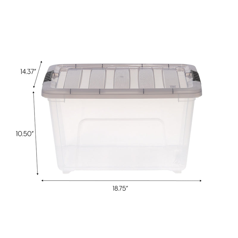 Iris 32 Quart Storage Bin with Latching Lid, Plastic, Clear, 5/Pack (500145)