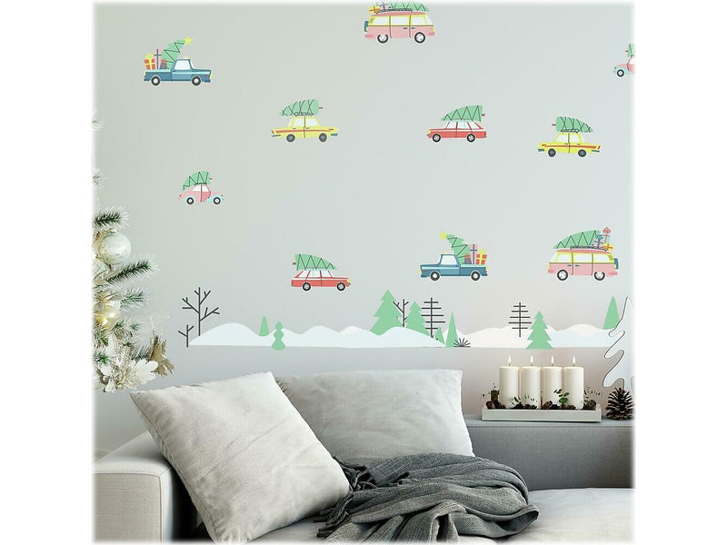 RoomMates Retro Christmas Cars Wall Decal Set, Holiday (RMK4478SCS)
