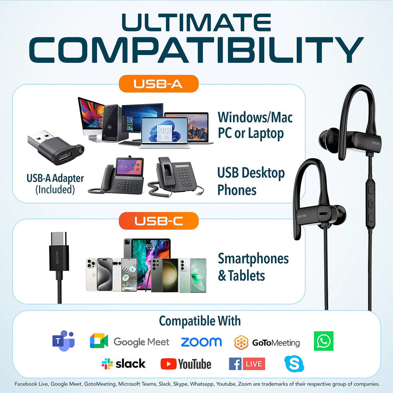 Delton 24ECA Stereo Earbuds, USB Type-C (DWH24ECA)
