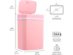 Nine Stars Plastic Sensor Trash Can, 3.2-Gallon, Pink (DZT-12-5PK)