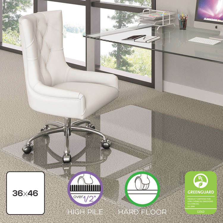 Premium Glass All Day Use Chair Mat - All Floor Types, 36 X 46, Rectangular, Clear