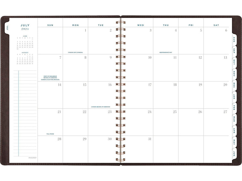 2024-2025 AT-A-GLANCE Signature 8.5" x 11" Academic Weekly & Monthly Planner, Faux Leather Cover, Distressed Brown