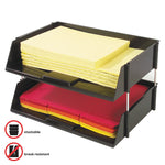 Industrial Tray Side-Load Stacking Tray Set, 2 Sections, Letter To Legal Size Files, 16.38" X 11.13" X 3.5", Black, 2/pack