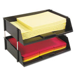 Industrial Tray Side-Load Stacking Tray Set, 2 Sections, Letter To Legal Size Files, 16.38" X 11.13" X 3.5", Black, 2/pack
