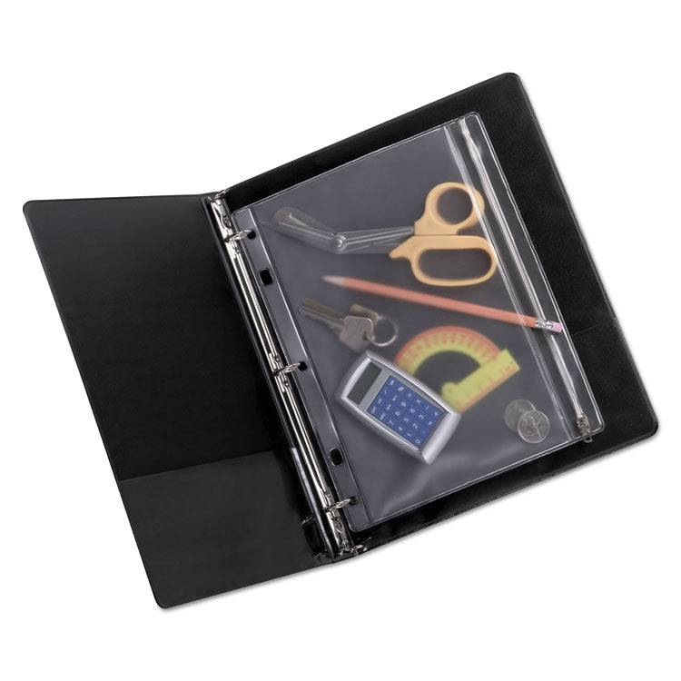 Zipper Binder Pocket, 2- to 5-Hole Punched, 8" x 10.5", Clear