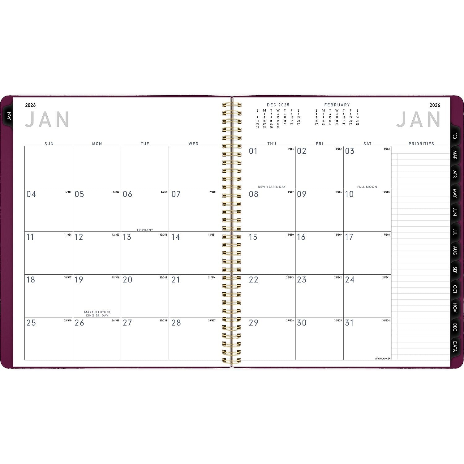 2026 AT-A-GLANCE Contemporary 9" x 11" Monthly Planner, Faux Leather Cover, Purple (70-250X-14-26)