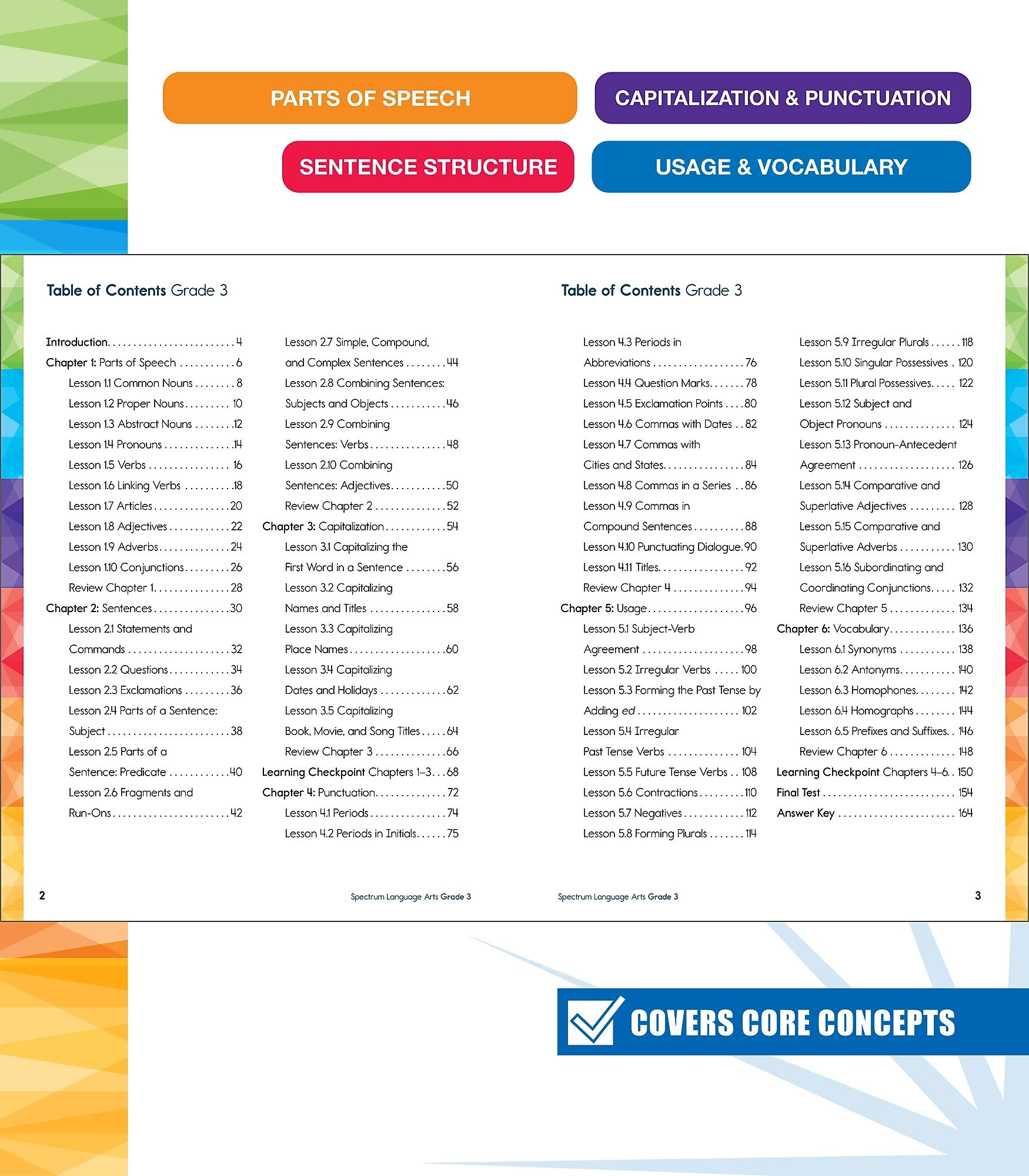 Carson-Dellosa Spectrum Language Arts Workbook, Grade 3