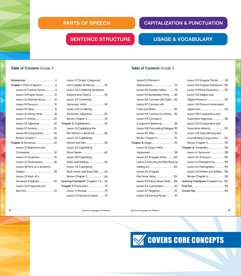 Carson-Dellosa Spectrum Language Arts Workbook, Grade 3