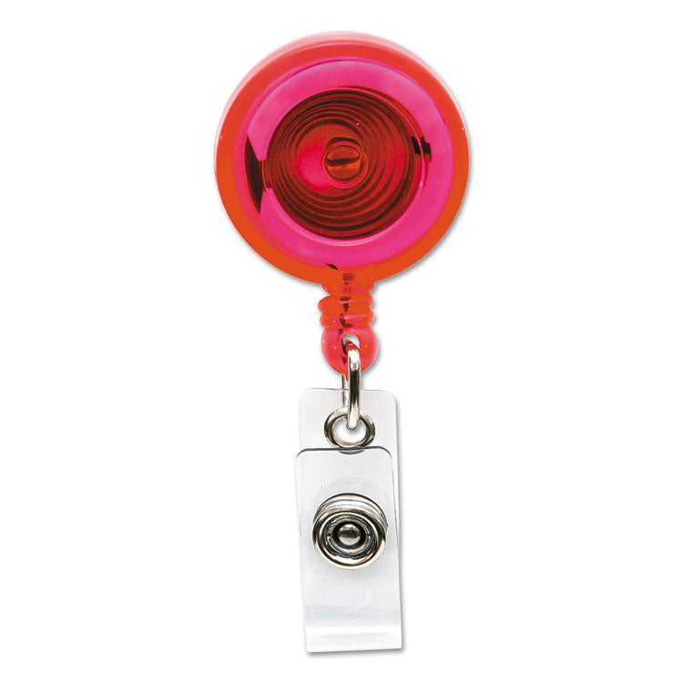ID Slide-Style Belt Clip Card Reels, 30" Extension, Blue/Purple/Red/Translucent, 4/Pack
