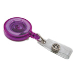 ID Slide-Style Belt Clip Card Reels, 30" Extension, Blue/Purple/Red/Translucent, 4/Pack