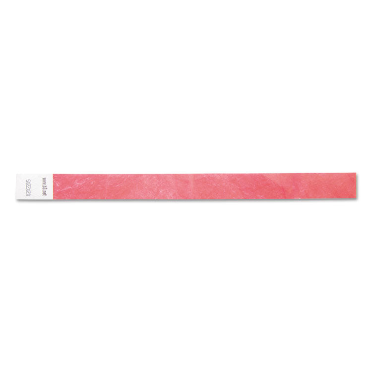 Security Wristbands, Sequentially Numbered, 10" x 0.75", Red, 100/Pack