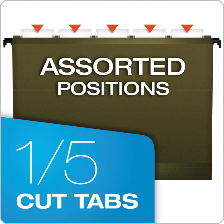 SureHook Hanging Pocket File, Letter Size, 1/5-Cut Tabs, Standard Green, 4/Pack