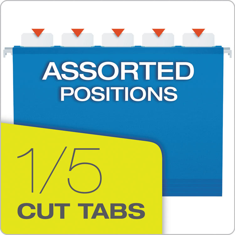 SureHook Reinforced Extra-Capacity Hanging Box File, 1 Section, 3" Capacity, Legal Size, 1/5-Cut Tabs, Blue, 25/Box
