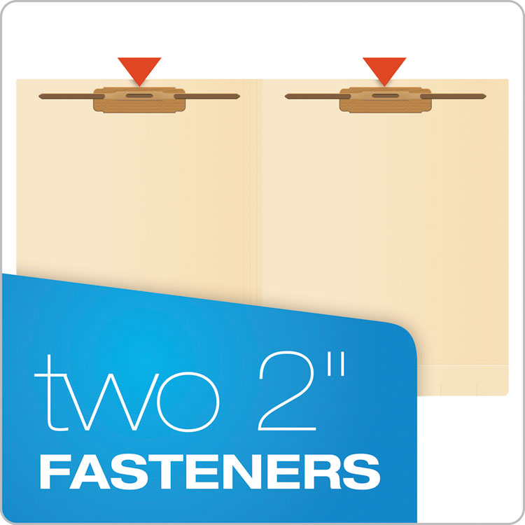 Manila Laminated End Tab Fastener Folders, 11-pt Manila, 0.75" Expansion, 2 Fasteners, Letter Size, Manila Exterior, 50/Box