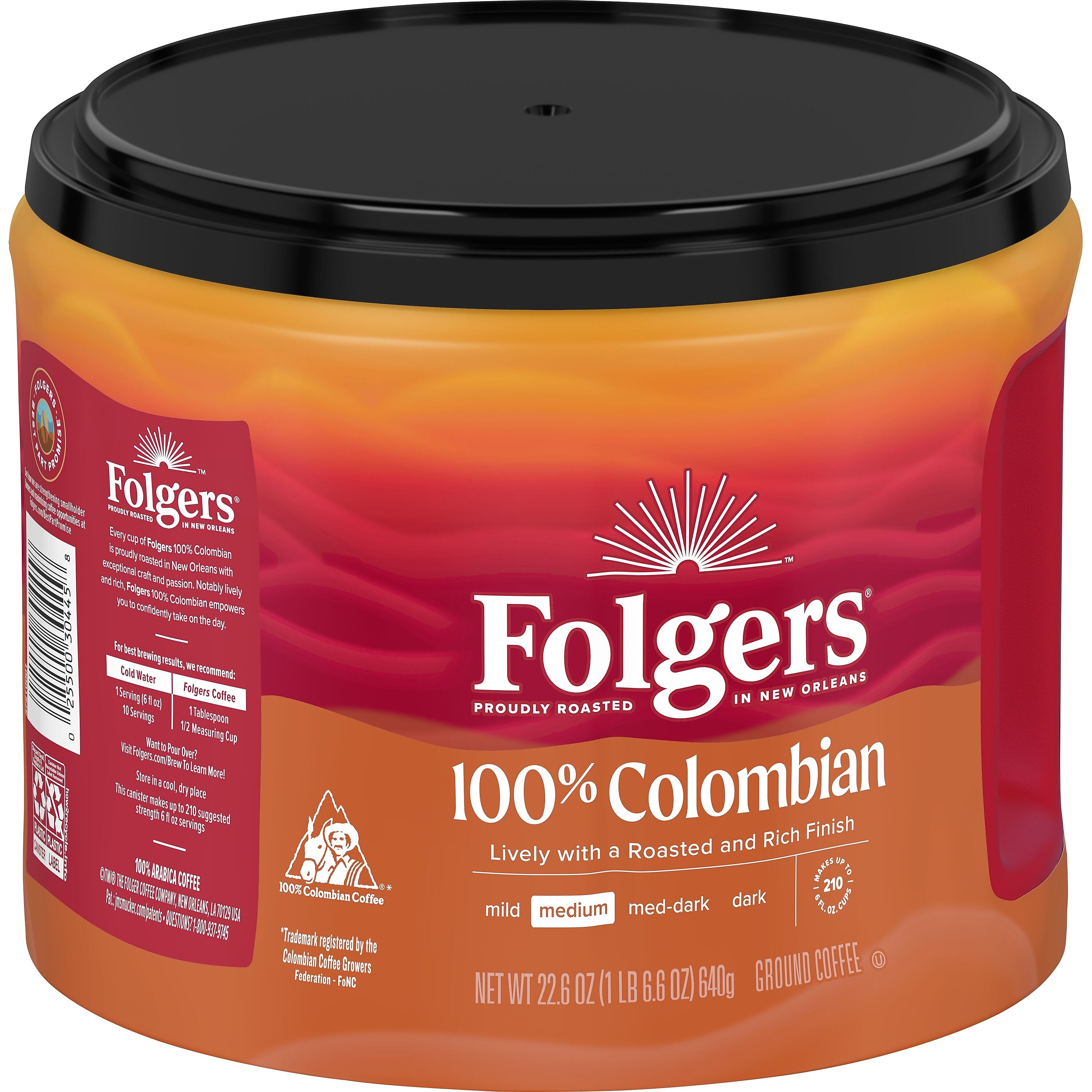 Folgers 100% Colombian Ground Coffee, Medium Roast, 22.6 oz., Each (SMU30445)