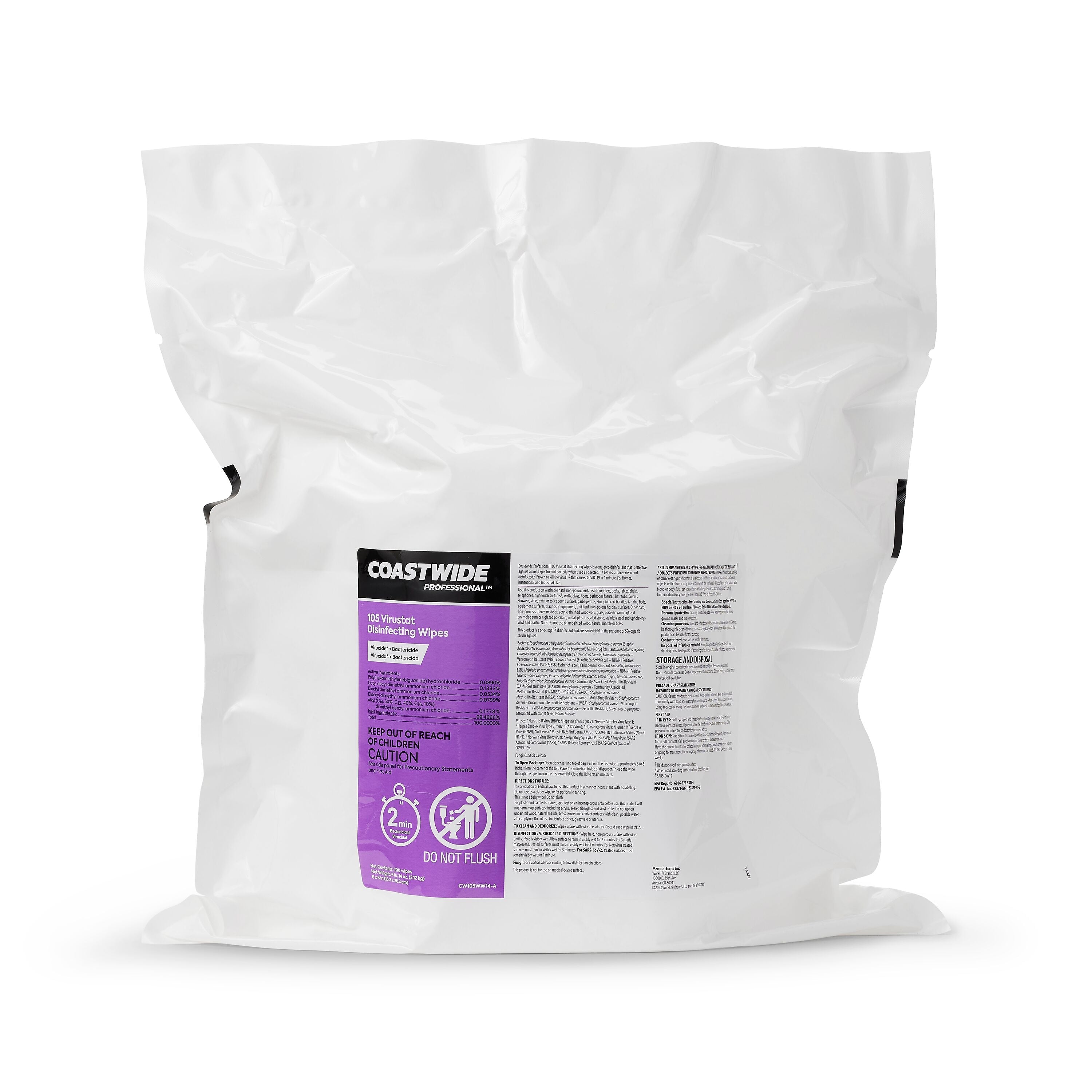 Coastwide Professional™ Disinfecting Wipes, 700 Wipes/Container, 2/Carton (CW105WW14-A)
