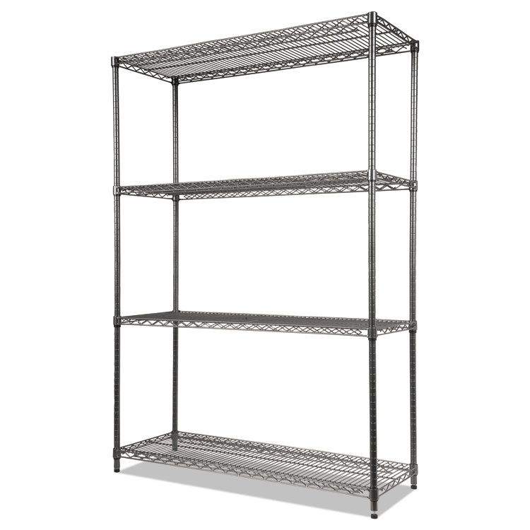 Wire Shelving Starter Kit, Four-Shelf, 48w X 18d X 72h, Black Anthracite