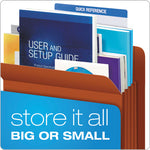 Heavy-Duty End Tab File Pockets, 3.5" Expansion, Letter Size, Red Fiber, 10/box