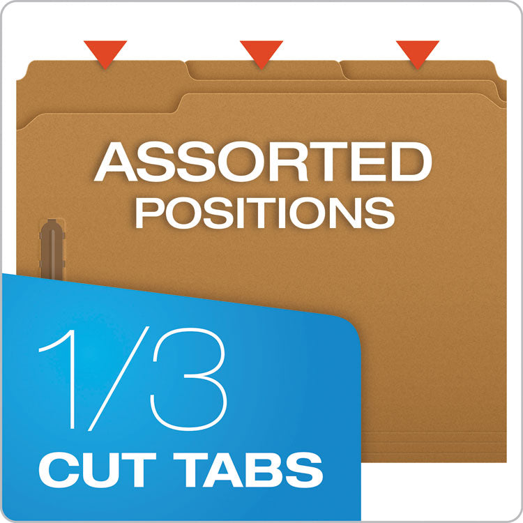 Kraft Fastener Folders, 1/3-Cut Tabs, 2 Fasteners, Letter Size, Kraft Exterior, 50/Box