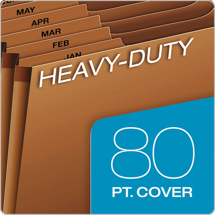 Heavy-Duty Open-Top Expanding Stadium File, 12 Sections, 1/3-Cut Tabs, Letter Size, Redrope